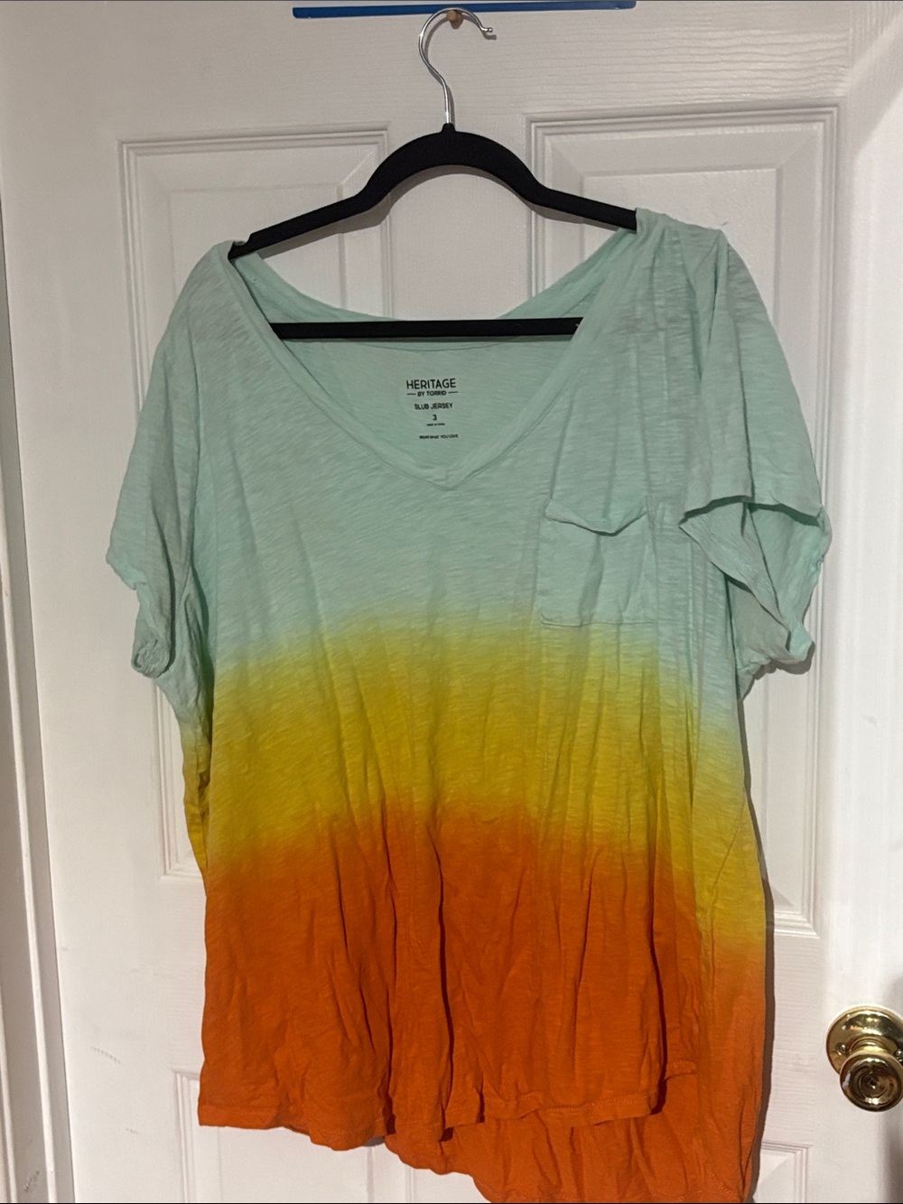 torrid Ombre V-Neck Tee in Mint, Yellow & Orange
